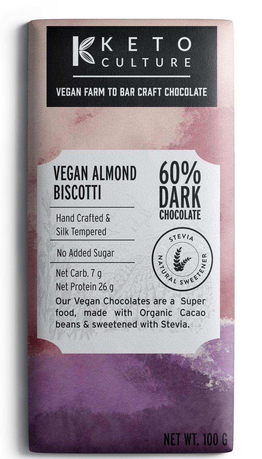Arabica Coffee - 60% Vegan Dark Chocolate - Stevia Sweetened - 100G Bar