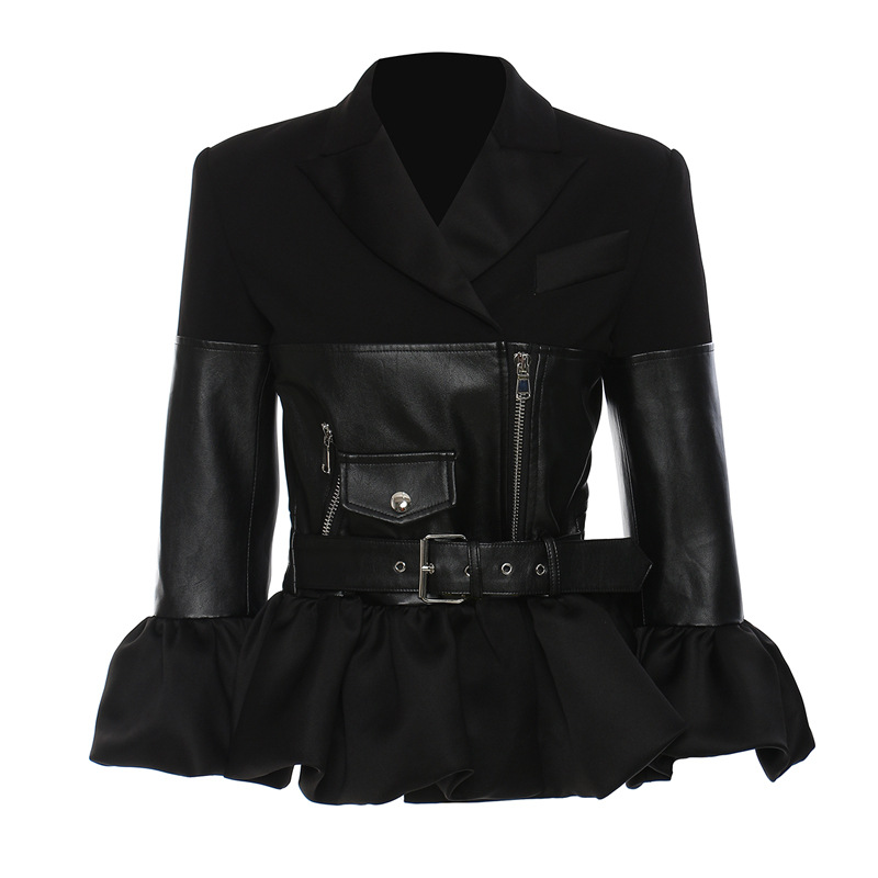 women's ruffle splicing jacket